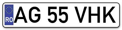 Placuta inmatriculare numar auto  AG-55-VHK, AG 55 VHK, AG55VHK