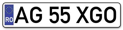 Placuta inmatriculare numar auto  AG-55-XGO, AG 55 XGO, AG55XGO