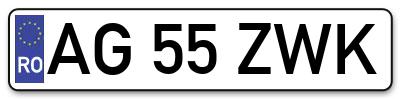 Placuta inmatriculare numar auto  AG-55-ZWK, AG 55 ZWK, AG55ZWK