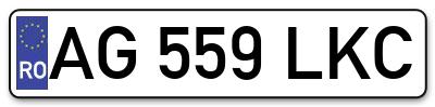 Placuta inmatriculare numar auto  AG-559-LKC, AG 559 LKC, AG559LKC