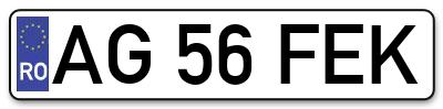 Placuta inmatriculare numar auto  AG-56-FEK, AG 56 FEK, AG56FEK