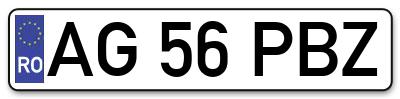 Placuta inmatriculare numar auto  AG-56-PBZ, AG 56 PBZ, AG56PBZ