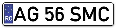Placuta inmatriculare numar auto  AG-56-SMC, AG 56 SMC, AG56SMC