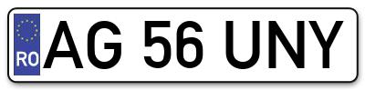 Placuta inmatriculare numar auto  AG-56-UNY, AG 56 UNY, AG56UNY