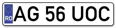 Placuta inmatriculare numar auto  AG-56-UOC, AG 56 UOC, AG56UOC
