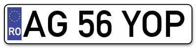 Placuta inmatriculare numar auto  AG-56-YOP, AG 56 YOP, AG56YOP