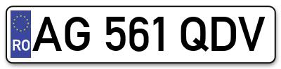 Placuta inmatriculare numar auto  AG-561-QDV, AG 561 QDV, AG561QDV