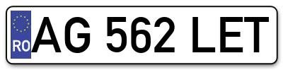 Placuta inmatriculare numar auto  AG-562-LET, AG 562 LET, AG562LET