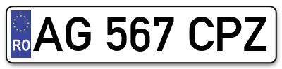 Placuta inmatriculare numar auto  AG-567-CPZ, AG 567 CPZ, AG567CPZ