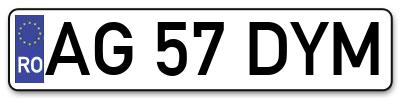 Placuta inmatriculare numar auto  AG-57-DYM, AG 57 DYM, AG57DYM