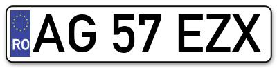 Placuta inmatriculare numar auto  AG-57-EZX, AG 57 EZX, AG57EZX