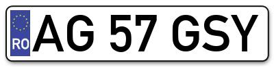 Placuta inmatriculare numar auto  AG-57-GSY, AG 57 GSY, AG57GSY