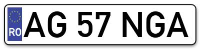 Placuta inmatriculare numar auto  AG-57-NGA, AG 57 NGA, AG57NGA