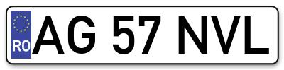 Placuta inmatriculare numar auto  AG-57-NVL, AG 57 NVL, AG57NVL