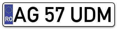 Placuta inmatriculare numar auto  AG-57-UDM, AG 57 UDM, AG57UDM