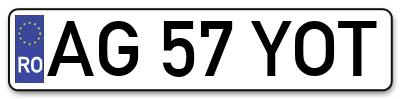 Placuta inmatriculare numar auto  AG-57-YOT, AG 57 YOT, AG57YOT