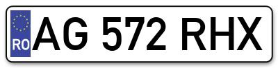Placuta inmatriculare numar auto  AG-572-RHX, AG 572 RHX, AG572RHX