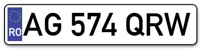 Placuta inmatriculare numar auto  AG-574-QRW, AG 574 QRW, AG574QRW