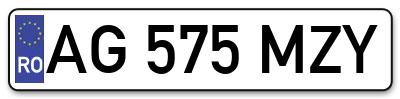 Placuta inmatriculare numar auto  AG-575-MZY, AG 575 MZY, AG575MZY