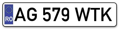 Placuta inmatriculare numar auto  AG-579-WTK, AG 579 WTK, AG579WTK