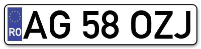 Placuta inmatriculare numar auto  AG-58-OZJ, AG 58 OZJ, AG58OZJ