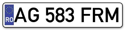 Placuta inmatriculare numar auto  AG-583-FRM, AG 583 FRM, AG583FRM