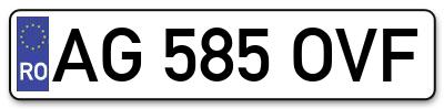 Placuta inmatriculare numar auto  AG-585-OVF, AG 585 OVF, AG585OVF