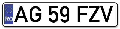Placuta inmatriculare numar auto  AG-59-FZV, AG 59 FZV, AG59FZV