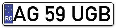 Placuta inmatriculare numar auto  AG-59-UGB, AG 59 UGB, AG59UGB