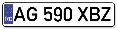 Placuta inmatriculare numar auto  AG-590-XBZ, AG 590 XBZ, AG590XBZ