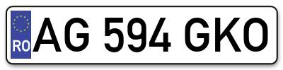 Placuta inmatriculare numar auto  AG-594-GKO, AG 594 GKO, AG594GKO