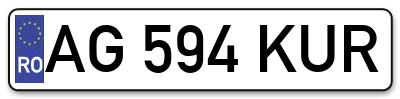 Placuta inmatriculare numar auto  AG-594-KUR, AG 594 KUR, AG594KUR