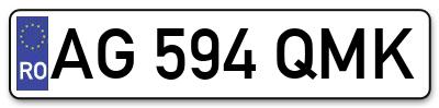 Placuta inmatriculare numar auto  AG-594-QMK, AG 594 QMK, AG594QMK