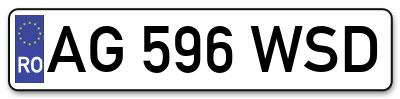 Placuta inmatriculare numar auto  AG-596-WSD, AG 596 WSD, AG596WSD