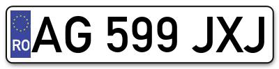 Placuta inmatriculare numar auto  AG-599-JXJ, AG 599 JXJ, AG599JXJ