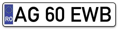 Placuta inmatriculare numar auto  AG-60-EWB, AG 60 EWB, AG60EWB