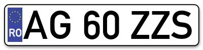 Placuta inmatriculare numar auto  AG-60-ZZS, AG 60 ZZS, AG60ZZS