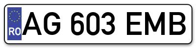 Placuta inmatriculare numar auto  AG-603-EMB, AG 603 EMB, AG603EMB