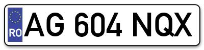 Placuta inmatriculare numar auto  AG-604-NQX, AG 604 NQX, AG604NQX
