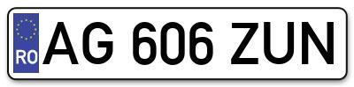 Placuta inmatriculare numar auto  AG-606-ZUN, AG 606 ZUN, AG606ZUN