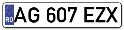 Placuta inmatriculare numar auto  AG-607-EZX, AG 607 EZX, AG607EZX