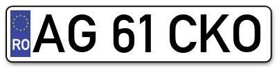 Placuta inmatriculare numar auto  AG-61-CKO, AG 61 CKO, AG61CKO