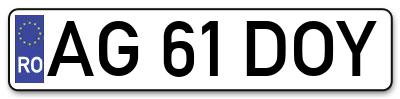 Placuta inmatriculare numar auto  AG-61-DOY, AG 61 DOY, AG61DOY
