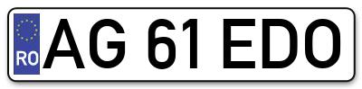 Placuta inmatriculare numar auto  AG-61-EDO, AG 61 EDO, AG61EDO
