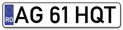 Placuta inmatriculare numar auto  AG-61-HQT, AG 61 HQT, AG61HQT