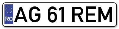 Placuta inmatriculare numar auto  AG-61-REM, AG 61 REM, AG61REM