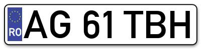 Placuta inmatriculare numar auto  AG-61-TBH, AG 61 TBH, AG61TBH