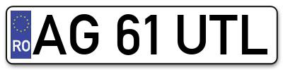 Placuta inmatriculare numar auto  AG-61-UTL, AG 61 UTL, AG61UTL