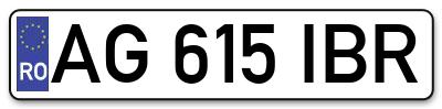 Placuta inmatriculare numar auto  AG-615-IBR, AG 615 IBR, AG615IBR