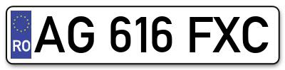 Placuta inmatriculare numar auto  AG-616-FXC, AG 616 FXC, AG616FXC